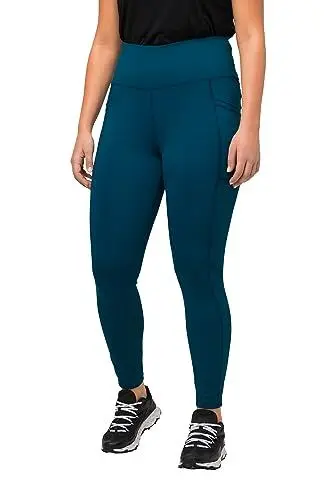Produktbild: Ulla Popken Damen Sportleggings, schnelltrocknend, hochelastisch Leggings, Dunkles Petrol, 42-44