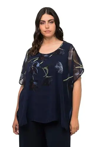 Produktbild: Ulla Popken, Damen, große Größen, Chiffonbluse mit Blumenprint