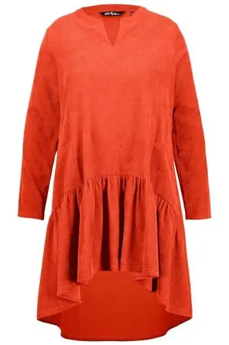 Produktbild: Ulla Popken Damen Cordkleid Mit Volant Kleid, Safran, 50-52 EU