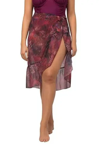 Produktbild: Ulla Popken Damen große Größen Übergrößen Plus Size Wickelrock, Savanne, Rüschensaum, Bindebänder Paprika 50-56 815261526-2+