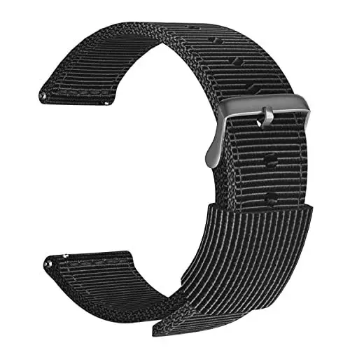 Produktbild: ULLCHRO Unisex Nylon Armband mit Edelstahl Silberne Schnalle 20mm Schwarz