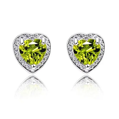Produktbild: Uloveido 925 Sterling Silber Herz Cut Grün Peridot Kristall Weißes Gold Überzogen für Frauen FR032