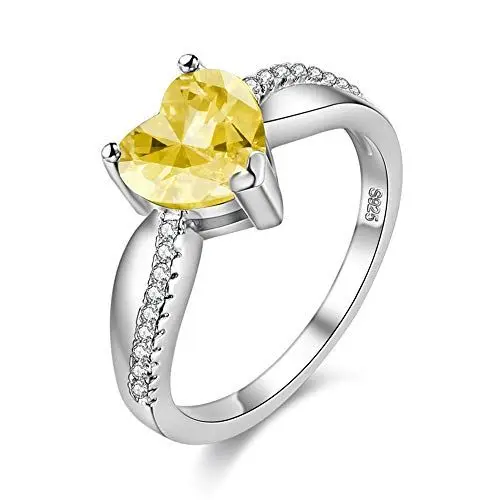 Produktbild: Uloveido Erstellt Citrin Diamant Prinzessin Crown Promise Ring für Teen Mädchen mit CZ Steinen Y3051