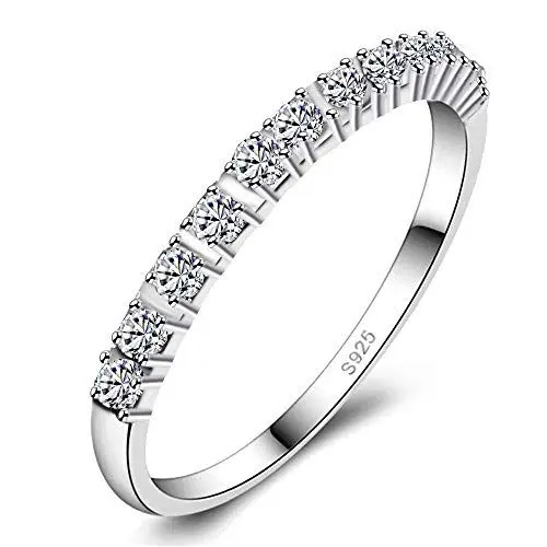 Produktbild: Uloveido White Gold Plated Classic Beauty Zirkonia CZ Eternity Stapelbare Ringe für Lady Teen Girls (Platin,Weiß, Größe 54 (17.2) J029