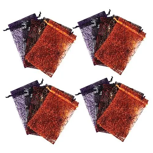 Produktbild: ULTECHNOVO 100 Stück Halloween Mullbeutel Mullbeutel Schmuckbeutel Halloween Beutel Halloween Party Mullbeutel Keksbeutel Festival Geschenkbeutel Kordelzug Halloween Keksbehälter