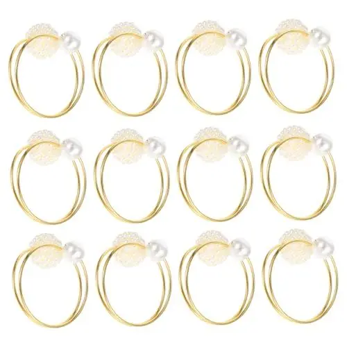 Produktbild: ULTECHNOVO 12St Serviettenring Perlmutt-Serviettenhalter Esstisch Einstellung Esstisch Ring Tischdeko Metall Serviettenhalter Party-Serviettenhalter Serviettenhalter für Stoffservietten