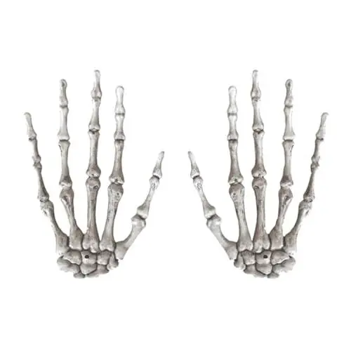Produktbild: ULTECHNOVO 1 Paar Skelett Bewegliche Finger Gefälschtes Skelett Halloween-Dekor Halloween-Dekoration Plastikskelett Plastikskelett Hände Bewegliches Skelett Halloween-Skelett