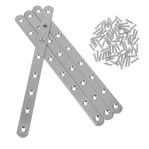 Produktbild: ULTECHNOVO 12 Zoll Edelstahlverbinder Reparaturplatte Verbindungshalterung Eckstrebe Halterung Zinkenfachwerkplatte Zur Schrankbefestigung