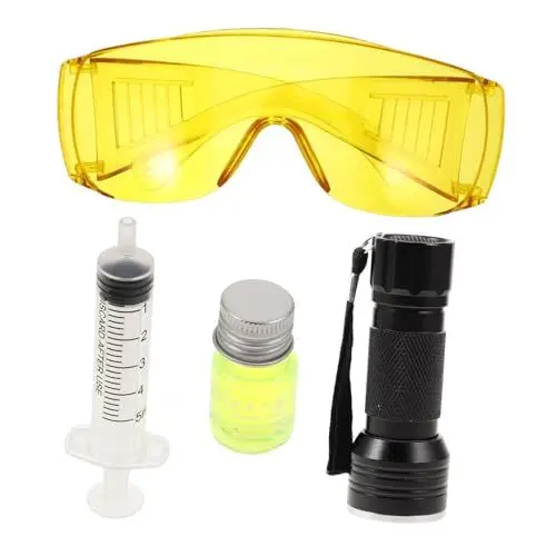 Produktbild: ULTECHNOVO 1 Set Klimaanlage Leck Auto Klimaanlage Auto UV Farbstoff Leck Kit Farbstoff Kit Auto Tester Werkzeuge Brillen Leck Öl Leck Farbstoff Metall