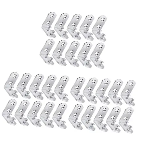 Produktbild: ULTECHNOVO 24 Stk Eckcode aus Edelstahl Winkelgelenkwinkel schwere Halterung Bett-Eckhalterung Eckstrebe Regalstreben schrank verbinder silve Eckwinkel Eckregalhalter Rostfreier Stahl