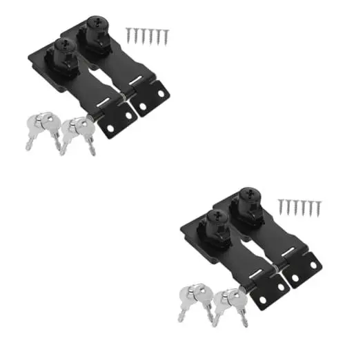 Produktbild: ULTECHNOVO 2 Sätze Hasp-schloss Türbodendichtungsstreifen Innere Griffe Kette Schranktürverschluss Schubladenschloss Türriegel Riegelschlösser Für Schränke Rostfreier Stahl Black 2 Stück * 2