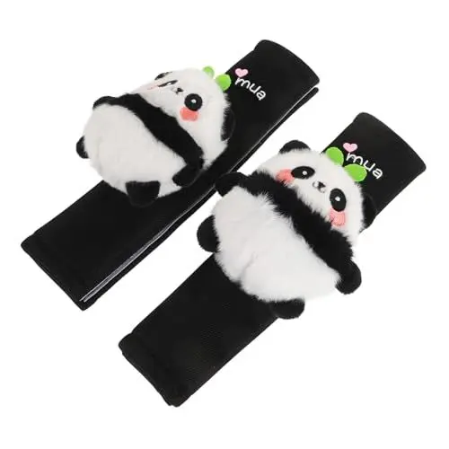 Produktbild: ULTECHNOVO 2 Stück Panda Autositz-schultergurtpolster Für Kinder, Niedlicher Plüsch, Kawaii-autogurt-abdeckungspolster Mit Bär, Niedliches Autogurtkissen Für Erwachsene, Frauen, Tasche,