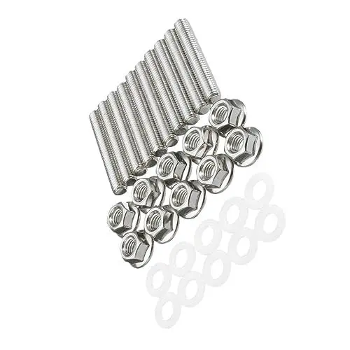 Produktbild: ULTECHNOVO 30st Auspuffkrümmer Auspuffkrümmerbolzen Für Fahrzeuge Auspuffkrümmerschraube Schrauben Muttern Für Stehbolzen Des Abgaskrümmers Kfz-einbausatz Silver