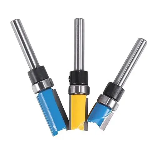 Produktbild: ULTECHNOVO 3-teiliges Bündigfräser-set 1/4-zoll-griff Gerader Hartmetall-kantenfräser Für Die Holzbearbeitung Bündigfräser-werkzeug