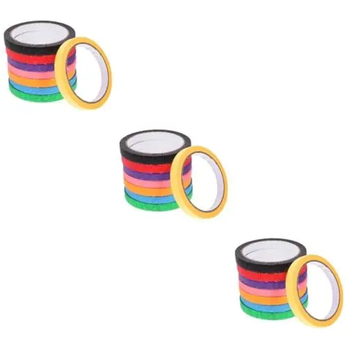 Produktbild: ULTECHNOVO 3 Sätze Farbiges Abdeckband Bunte Bänder Regenbogenband Zeichenband Selbstgemachtes Abklebeband Farbiges Band Scrapbook-diy-klebebänder Diy Klebeband Malerband Papier 8 Rollen * 3