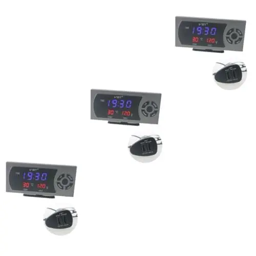 Produktbild: ULTECHNOVO 3 Stück 3 1 auto digitaluhr armbanduhr usb - ladegerät degree thermobecher termometer digitales Thermometer Kfz-Digitaluhr auto uhr thermometer Anzahl Wagen