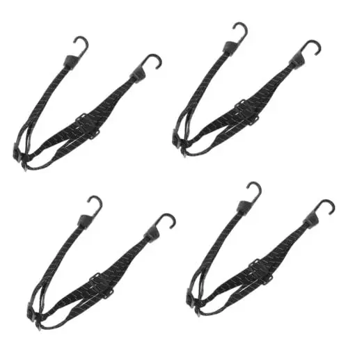 Produktbild: ULTECHNOVO 4 Stück Helmseil Gepäckband helmhalter Bike Gadgets anschnallen elektrisches Fahrrad elastisches -Bungee-Seile Koffer Gurt binden Elastisches Seil Gepäckgürtel Gummi