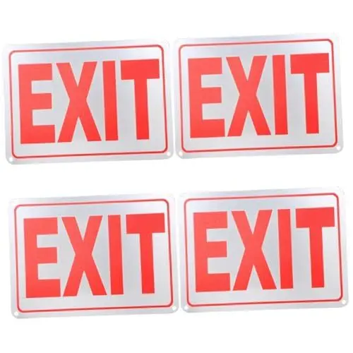 Produktbild: ULTECHNOVO 4 Stück Reflektierendes Logo Türschild Richtungsanzeiger Notlicht Notausgangsschild Reflektierendes Schild Wegweiser zur Ausfahrt Ausgangsschild für die Wand Aluminiumlegierung rot