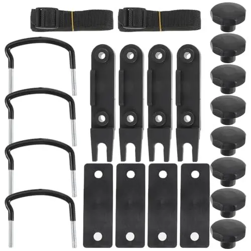 Produktbild: ULTECHNOVO 4 Stück Universelle U-Bolzen-Klemmen Für Dachboxen Metall-Dachgepäckträger-Rack-Bolzen 85 Mm Innenbreite Befestigungsset Für Pkw-Transporter U-Bügel-Clips Mit 8 Sicherungsmuttern