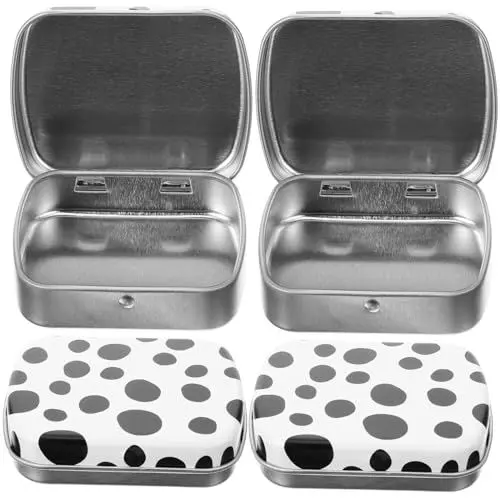 Produktbild: ULTECHNOVO 4er-box Verpackung Kleine Blechdose Kekse Können -bonbondose Cookies Metalldose Runde Backformen Teedosen Kaffeedosen Weißblech Muschelschale Mit Deckel Süßigkeitenglas