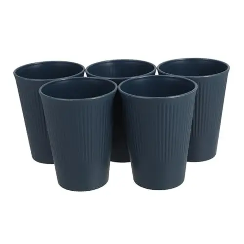 Produktbild: ULTECHNOVO 5 Gestreifte Becher Aus Pp-kunststoff – Mehrzweck-trinkgläser – Für Saft Bier – Party- Und Geschenkset
