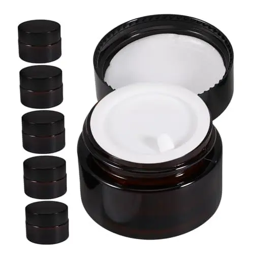 Produktbild: ULTECHNOVO 6St Sahneflasche Kosmetikflasche Körperbutterdosen Balsamglas Lotion Reiseglas Lotionsglas Glasflasche für Lotions Tiegel für Lotionen und Cremes kleine Behälter mit Deckel Brown