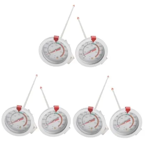 Produktbild: ULTECHNOVO 6 Stk Friteuse-thermometer Steakmesser Backthermometer Friteusenthermometer Grilltemperaturanzeige Fritteuse Temperaturanzeige Essen Weiß Rostfreier Stahl Sicherungsclip Ofen