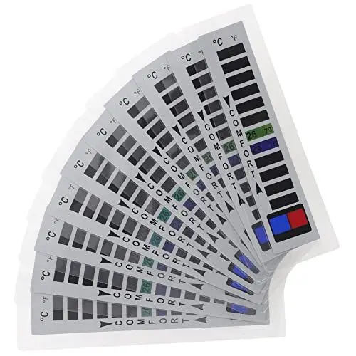 Produktbild: ULTECHNOVO PVC-versiegelt 10 Stück Temperaturaufkleber Für Daunenjacke 16–38 °c/61 °f 100 °f Kleidungsthermometer Aquarium-thermometerstreifen