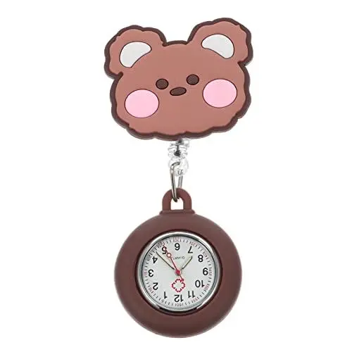 Produktbild: ULTECHNOVO Fob Uhr Taschenuhr Ansteckuhr: Silikon B?r Brosche Ausziehbare Personalisierte Krankenschwesteruhr Schwesternuhr Quarz Pflegeuhr Pflege Pulsuhr Kinder Arzt Damen Herren Geschenke