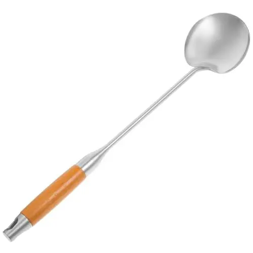 Produktbild: ULTECHNOVO Breiter Wok-spatel Griff Nicht Aus Holz Hitzebeständiger Kochlöffel Perfekt Zum Pfannenrühren Braten Und Für Pasta Wok-utensil Aus Edelstahl