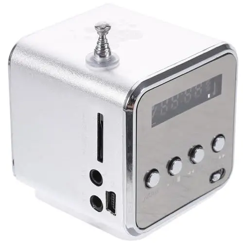 Produktbild: ULTECHNOVO Kofferradio Td-V26 Mini Drahtloser Musikplayer Stereolautsprecher Mp3 Mp4 Musikplayer für Computer Handy Unterstützung für Micro-SD/ - /U-Disk, Silber Zimmer Radio Miniradio