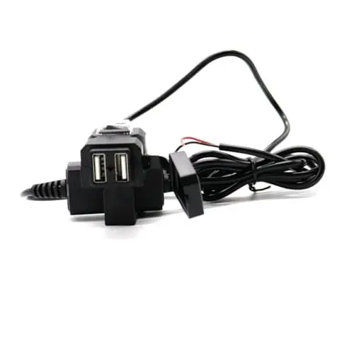 Produktbild: ULTECHNOVO Motorcycle USB Ladeadapter wasserdichte Dual USB Steckdose Für Motorräder Zum Gleichzeitigen Laden Von Smartphones Und Kameras Einfache Montage Am Lenker Oder Spiegel Schwarz