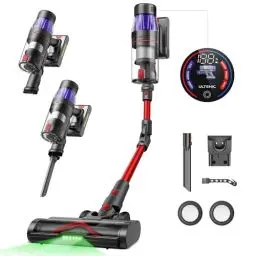 Produktbild: Ultenic U16 Flex Akku Staubsauger Kabellos 550W/45 Kpa, 60 Min Laufzeit Akkustaubsauger mit Touchscreen und Faltrohr, Wandmontierte Ladestation Grün Licht, Anti Tangle für Hartböden Teppich Tierhaare