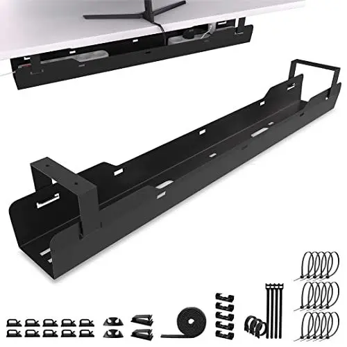 Produktbild: Ultimate Setup® Kabelwanne Schreibtisch für bestes Kabelmanagement - Im Kabelkanal Schreibtisch einfach Kabel verstecken (schwarz)