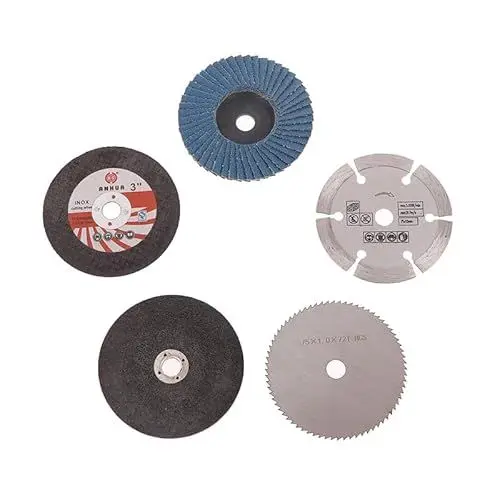 Produktbild: Ultimative 5er-Pack 75mm Winkels chl eifer Zubehör-Schneid scheiben & Mini-Kreissäge blatt-Schleif ansatz