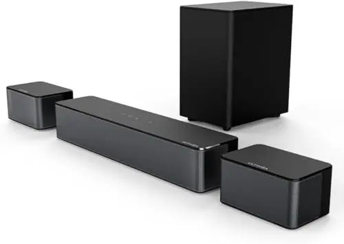 Produktbild: ULTIMEA 5.1 3D Surround Sound System, 320W Soundbar für TV Geräte mit Subwoofer und 2 Rear-Lautsprechern, Surround und Bass Einstellbare Heimkino TV Lautsprecher, BassMax und SurroundX Technologie