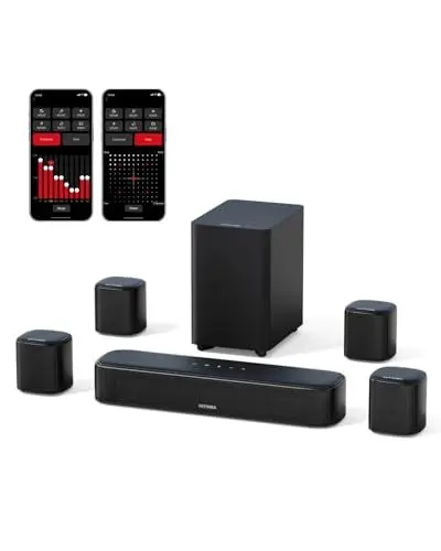 Produktbild: ULTIMEA 7.1ch Soundbar für TV Geräte, Surround Sound System für Heimkino mit App Steuerung, Soundbar mit Subwoofer, 4 Surround Lautsprechern, Soundsystem mit verstellbarem EQ, Bluetooth 5.3, Aura A40