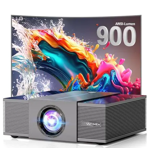 Produktbild: ULTIMEA Beamer 4K Heimkino Unterstützt 900 ANSI-Lumen mit Hindernisvermeidung und 6D Trapezkorrektur, 30W Lautsprecher, Native 1080P Projektor WiFi Bluetooth 5.3 für Wohnzimmer, Apollo P60 Smart-Serie