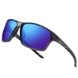 Produktbild: ULTR Sonnenbrille Herren Polarisiert RAYZ - Sport Sonnenbrille für Damen - Bequeme Sportbrille Verspiegelt für Fahrrad, Sport, Laufen, Retro Sunglasses Men (Grau (Dunkelblaues Glas))
