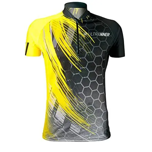 Produktbild: ULTRANNER - BERNIA | Herren Radtrikot Kurzarm - Ultraleichtes Atmungsaktives Sport T-Shirt - Fahrradtrikot zum Rennradfahren, MTB, Traillauf - Neonfarbig für Bessere Sichtbarkeit