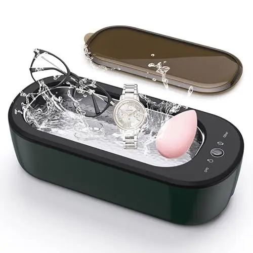 Produktbild: Ultraschallreiniger Schallreiniger für Brillen, 50W Brillenreinigungsgerät Ultrasonic Cleaner mit 4 Modi Ultraschallreinigungsgerät Brille 47kHz Ultraschallbad Ultraschallgerät für Brillen, Uhren