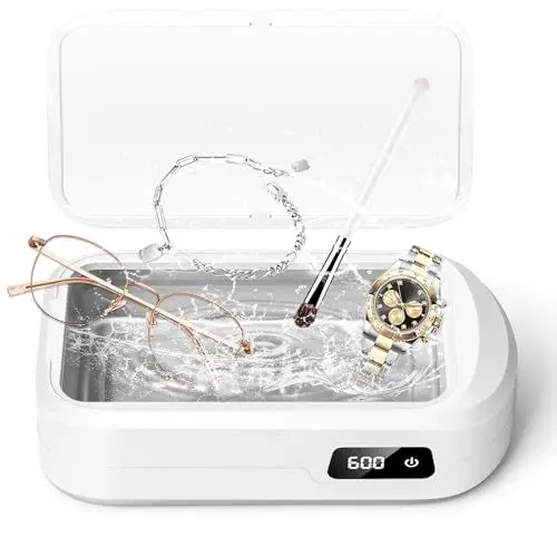 Produktbild: Ultraschallreinigungsgerät Brille 49000Hz, 640ml Brillenreinigungsgerät, Ultraschallreiniger mit 4 Geschwindigkeiten, Ultrasonic Cleaner Geeignet für Brillen, Schmuck, Uhren, Zahnersatz, Münzen usw.