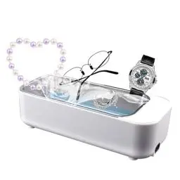 Produktbild: Ultraschallreinigungsgerät, Ultraschallreiniger für Brillen, Ringe, Münzen, Make-up-Pinsel, tragbarer geräuscharmer rostfreier Ultraschallreiniger für Gold, Schmuck, Uhren, Rasierköpf (Weiß)