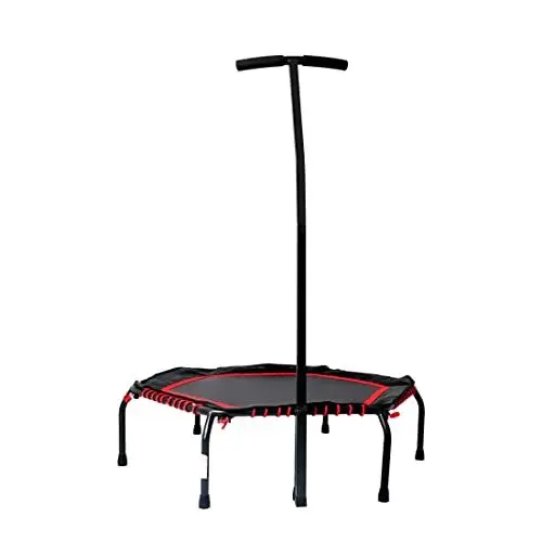 Produktbild: Ultrasport Fitness Trampolin Hexagon, kompaktes 126 cm Indoor Trampolin für geräuscharmes Jumping Fitness Training zuhause, Sprungtuch hochwertig, super Sprungdynamik, GS-geprüft, Schwarz-Rot