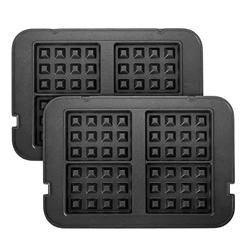 Produktbild: Ultratec Waffelplatten-Set für 2-in1- Kontaktgrill und Tischgrill, zum Zubereiten belgischer Waffeln, einfaches Einsetzen mit Klickmechanismus, spülmaschinen-geeignet