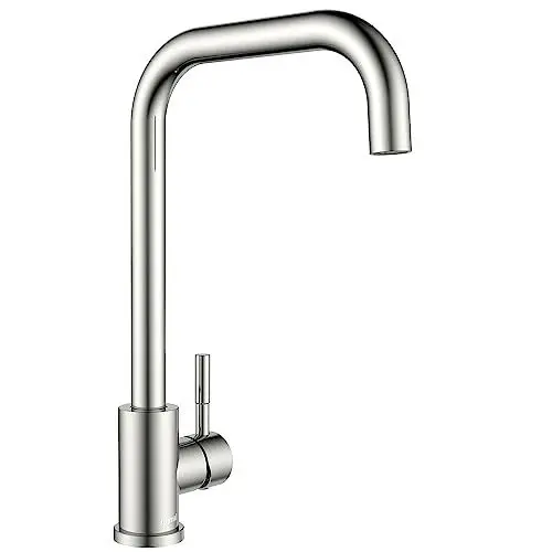 Produktbild: Ulytid Wasserhahn Küche, Hochdruck Armatur Küche, Küchenarmatur 360° Drehung für Küchenspüle, L-Form Einhebelmischer Mischbatterie mit G3/8'' Anschlüsse, SUS304 Edelstahl Gebürsteter Nickel Grau