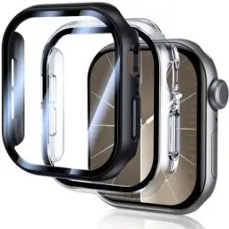 Produktbild: UM UNIQUEME für Apple Watch Series 10 42mm Hülle - 2 Stück, 360° Ultradünne PC Hard Schutzhülle, Kratzfest & Voller Schutz, Displayschutz für iWatch 42mm - Schwarz