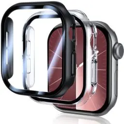 Produktbild: UM UNIQUEME für Apple Watch Series 10 46mm Hülle - 2 Stück, 360° Ultradünne PC Hard Schutzhülle, Kratzfest & Voller Schutz, Displayschutz für iWatch 46mm - Schwarz