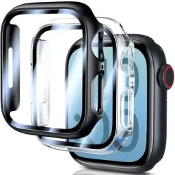 Produktbild: UM UNIQUEME für Apple Watch Series 9/8/7 45mm Hülle - 2 Stück, 360° Ultradünne PC Hard Schutzhülle, Kratzfest & Voller Schutz, Displayschutz für iWatch 45mm - Schwarz