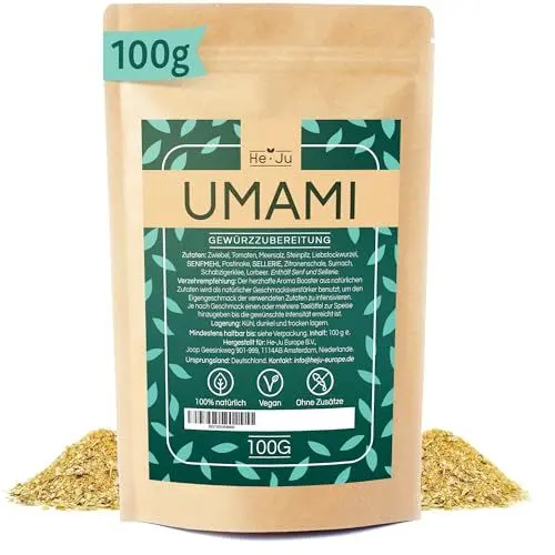 Produktbild: He-Ju Umami Gewürzmischung 100g, Umami Gewürz Vegan, ohne Zusätze, Alleswürzer Gewürz Allrounder Mischung mit vollmundigem Geschmack, Universalwürzer